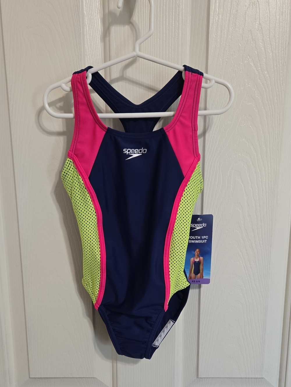 Speedo Navy Pink Lime Girls' One-Piece Swimsuit